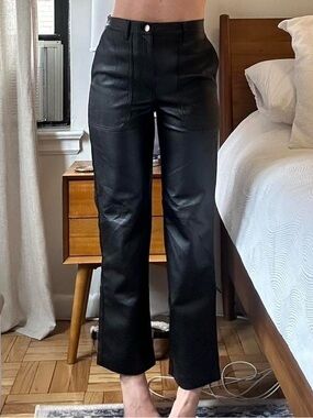Aritzia Black Straight Leg Faux Leather Pants